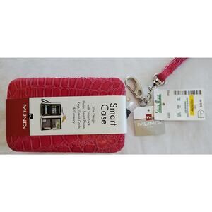 Mundi Smart Phone Croco Wristlet Case, Pink